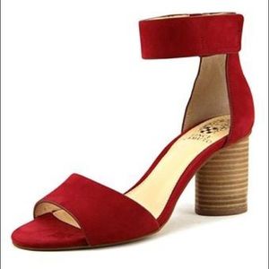 Vince Camuto Jacon Leather Open Toe Sandals Red